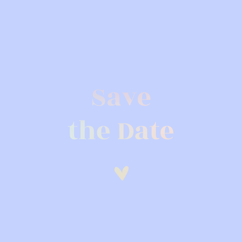 Holografische Save the Date Karte mit lila Hintergrund