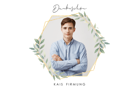 Dankeskarte zur Firmung mit Zweigen, Blättern und Foto