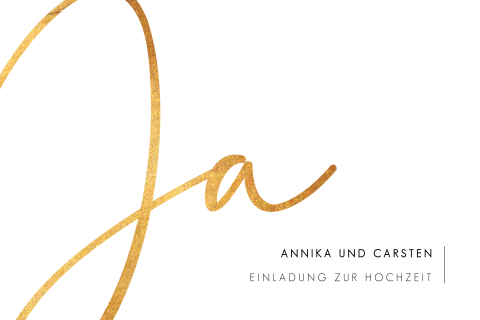 Hochzeitskarte mit glanzvollem “Ja”