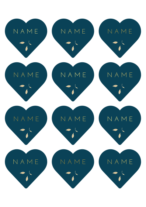Herz Namenskarten in Blau | 5x5,5 CM | 12 Stück