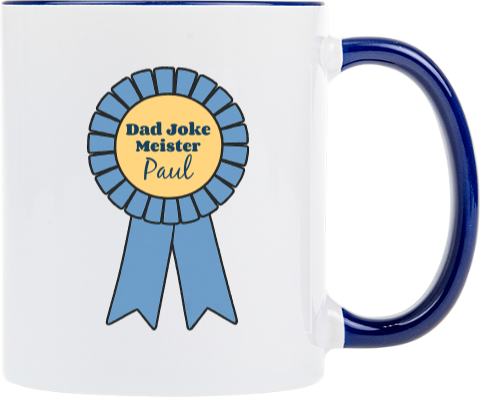 Tasse zum Vatertag "Dad Joke Meister" mit Ehrenmedaille