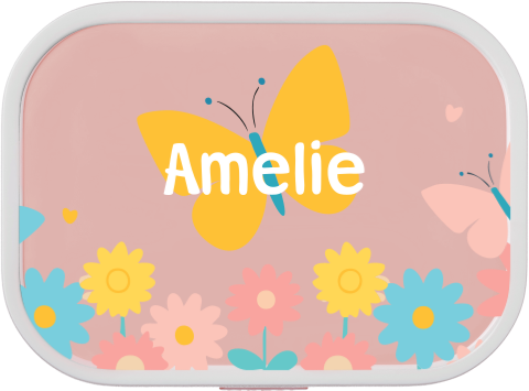 Personalisierte Mepal Lunchbox Campus mit Schmetterling und Blumen