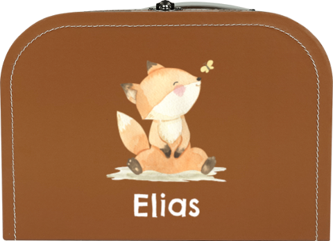 Kinderkoffer mit eigenem Namen und süßem Fuchs Motiv