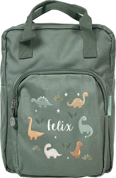 Rucksack Classic mit Dinosauriern, Sternen und Namen