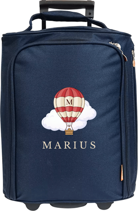 Schlichter Kindertrolley mit Namen, Heißluftballon und Wolken