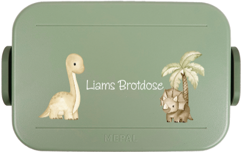 Personaliserbare Jausenbox Mepal to Go mit Namen und Dinos
