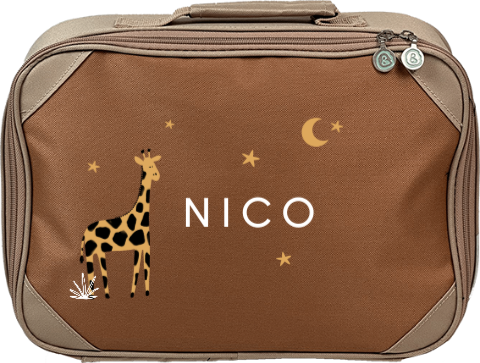 Schlichter Kinderkoffer mit Giraffe, Nachthimmel und Namen