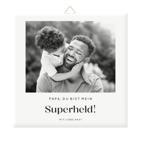 Fotofliese für Papa "Superheld" mit Foto