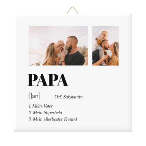 Fotofliese für Papa mit zwei Fotos und Definitionstext
