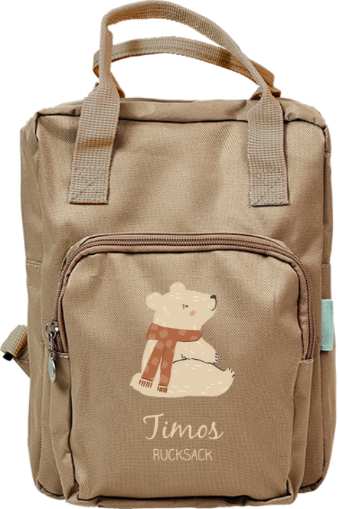 Niedlicher Rucksack mit Namen und sitzenden Bären
