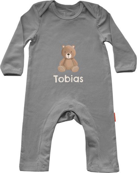 Baby Strampler mit Namen und Teddy Motiv