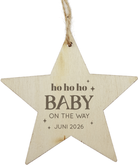 Hölzerne Weihnachtskugel ho ho ho Baby on the way