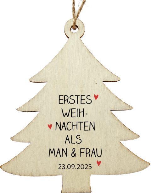 Holzanhänger zu Weihnachten Erstes Weihnachten verheiratet