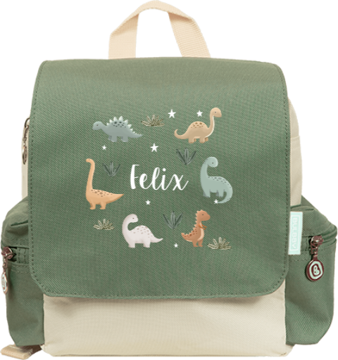 Rucksack Adventure mit Namen, Dinosauriern und Sternen
