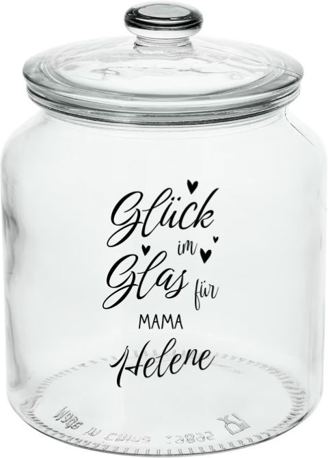 Bonbonglas mit Gravur für Mama, als Glück im Glas personalisiert