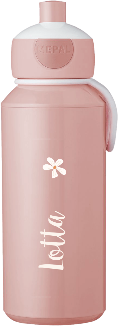 Personalisierte Mepal Pop Up Trinkflasche mit Namen und Blume