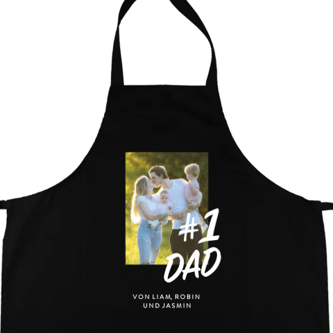 Personalisierte Kochschürze zum Vatertag "#1 Dad" mit Familienfoto