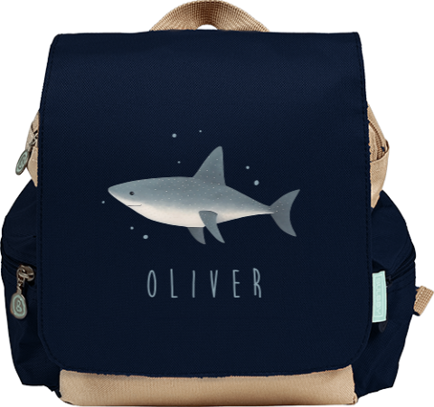 Rucksack mit Hai und Namen