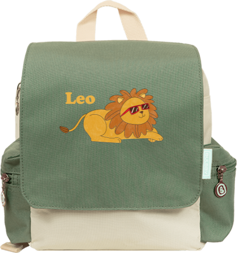 Rucksack mit Name und Löwe