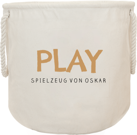 Personalisierbarer Stoffkorb für Spielzeug mit Schriftzug und Namen