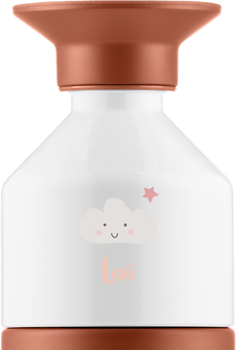 Träumhafte Dopper-Thermosflasche mit Wolkengesicht und Namen