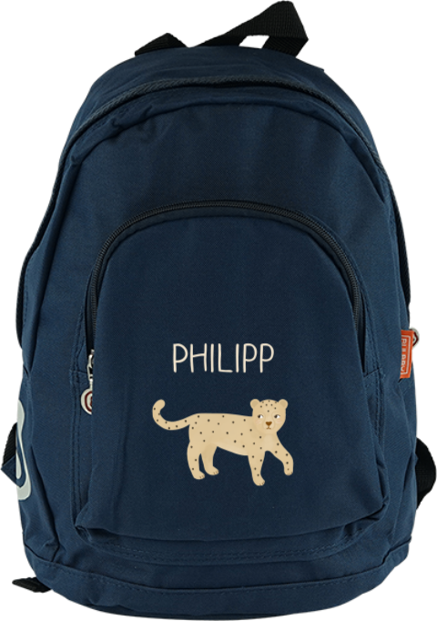 Kinderschultasche mit Namen und Leopard