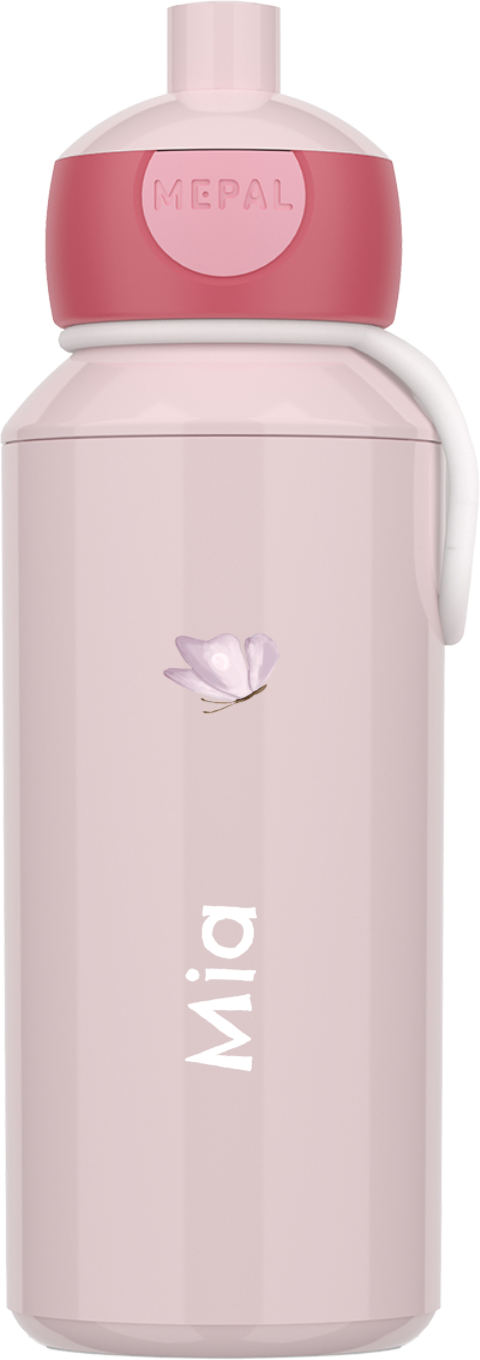 Schlichte Mepal Pop Up Trinkflasche mit Namen und Schmetterling