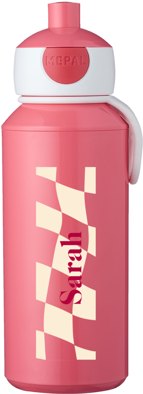 Mepal Pop Up Trinkflasche mit Namen und welligem Karo-Muster