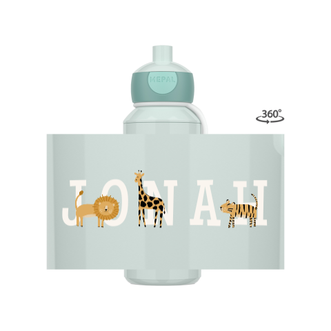Mepal Trinkflasche rundum personalisiert mit Löwe, Giraffe und Tiger