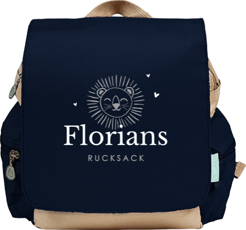 Rucksack mit Löwe und Name
