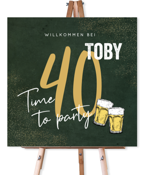 Willkommensschild zum 40 Geburtstag mit Biergläsern