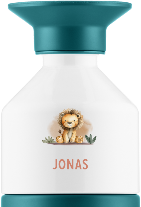 Coole Dopper-Thermosflasche mit Namen und Löwe