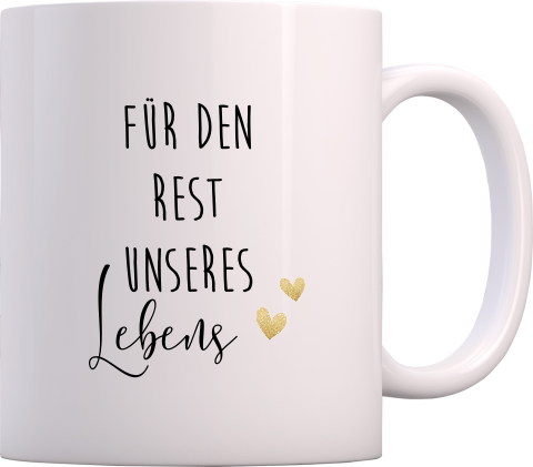 Tasse als Geschenk zur Hochzeit mit romantischem Spruch
