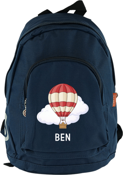 Niedliche Kinderschultasche mit Namen und Heißluftballon