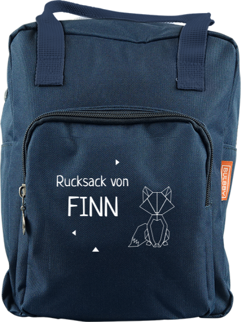 Cooler Schulrucksack mit Namen und geometrischen Fuchs