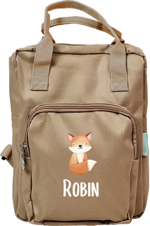 Personalisierbarer Rucksack mit Namen und ein Füchschen