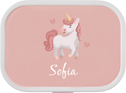 Personalisierte Brotdose mit süßem Einhorn-Motiv