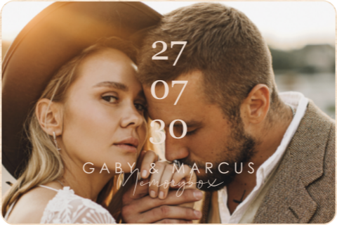 Erinnerungsbox Hochzeit mit großem Datum und eleganter Schrift