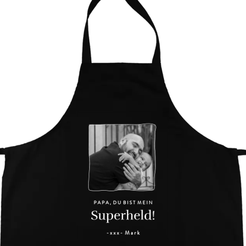 Personalisierte Kochschürze zum Vatertag "Superheld" mit Foto