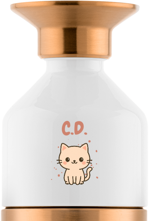 Dopper Trinkflasche Edelstahl mit Namen und Kawaii-Kätzchen