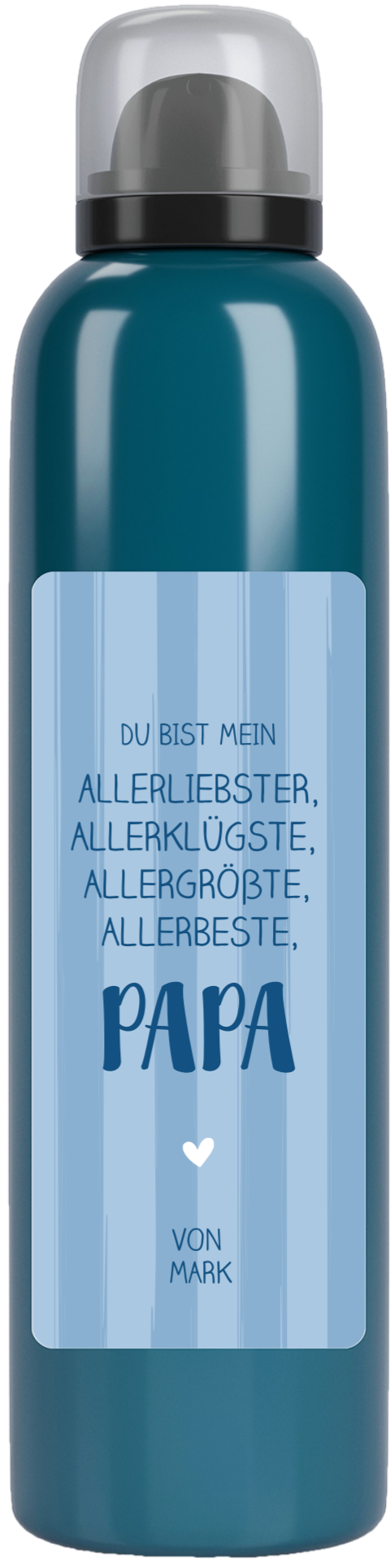 Duschgel zum Vatertag in Blau mit Botschaft und Streifen