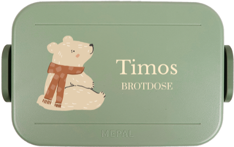 Mepal To Go Brotdose mit Namen und Bären mit Schal