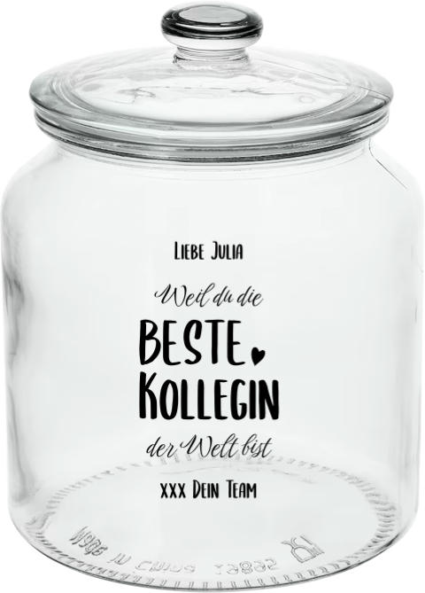 Personalisiertes Bonbonglas mit Gravur für die beste Kollegin
