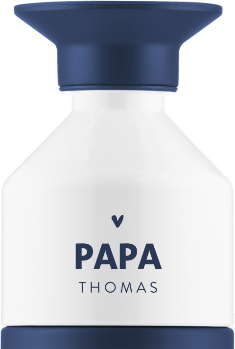 Personalisierte Dopper Thermoslasche zum Vatertag mit blauer Schrift