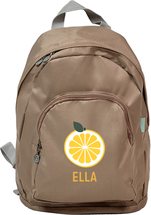 Sommerliche Schultasche mit Namen und Zitrone