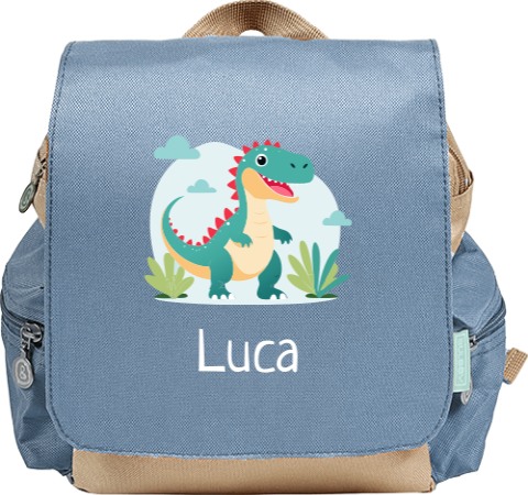 Rucksack mit Name und Dino