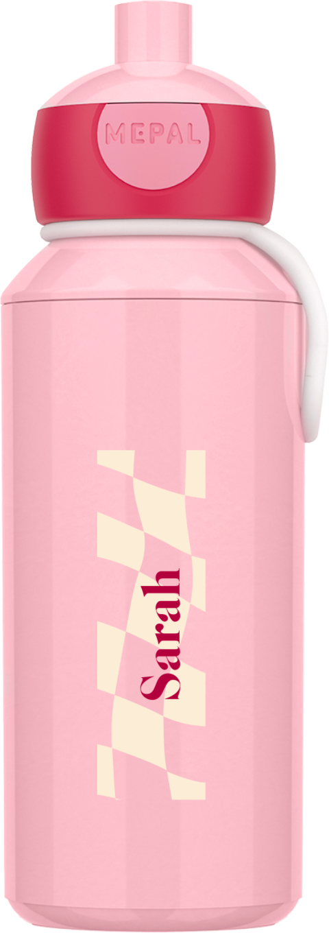 Mepal Pop Up Trinkflasche mit Namen und welligem Karo-Muster