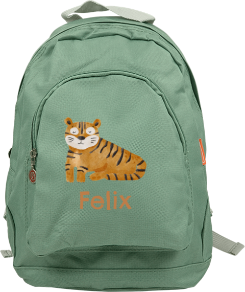 Personalisierter Kinderrucksack mit Namen und Tiger