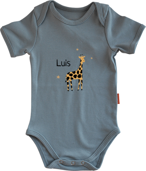 Bedruckbarer Body mit Namen und Giraffe