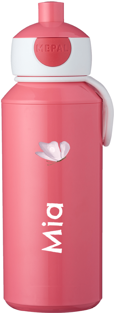 Schlichte Mepal Pop Up Trinkflasche mit Namen und Schmetterling